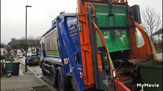 Lambeth council Dennis elite 6 Narrowtrack emptying Green slave bins [upl. by Cariotta]