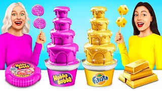 Gold vs Pink Food Challenge  One Color Food Challenge 24 Hours by MEGA GAME [upl. by Reeta215]