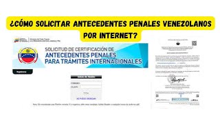 Cómo Solicitar Antecedentes penales venezolanos por Internet online venezuela apostilla [upl. by Braasch975]