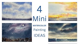 Four MINI Watercolor Landscapes Painting IDEAS [upl. by Lange]