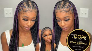 Criss Cross Rubberband Knotless Box Braids Dope Collection Edge Control [upl. by Ruel]