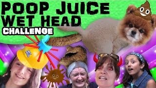 DOG POOP PRANK WET HEAD CHALLENGE Eww Doodie Juice FUNkee Bunch Game Gets Gross [upl. by Ennoirb]