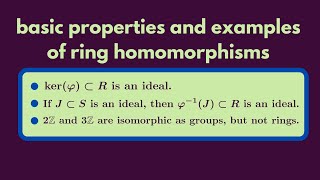 Abstract Algebra  Properties and examples of ring homomorphisms [upl. by Annaek]