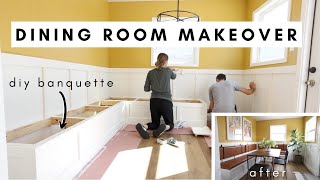 EXTREME DINING ROOM MAKEOVER  DIY Built In Banquette With Storage  budget friendly dining room [upl. by Lunneta783]