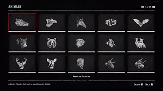 Red Dead Redemption 2 Animal Compendium List  Zoologist And Skin Deep Trohpy Achievement [upl. by Hulbig]