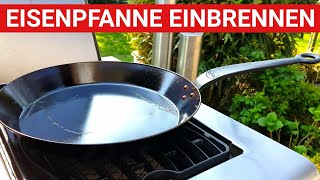 ♨️ GRILLBLITZ Eisenpfanne einbrennen  perfekt Erster Gebrauch Gusspfanne geschmiedete Pfanne [upl. by Amme616]