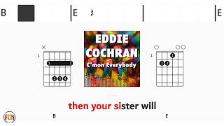 EDDIE COCHRAN Cmon Everybody FCN GUITAR CHORDS amp LYRICS [upl. by Dnalhsa]