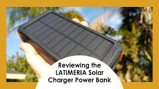 LATIMERIA Solar Charger Power Bank M4W 45800mAh With BuiltIn USB Cables And Two Lights Review [upl. by Ednew]