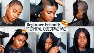 How to QUICK amp EASY FRONTAL QUICKWEAVE FOR BEGINNERS  Simple method  Laurasia Andrea Natural Hair [upl. by Bennet]