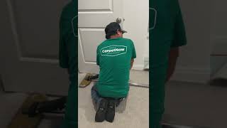 Using a power stretcher is always a must carpet construction asmr centraltexasrealestate [upl. by Lamek]