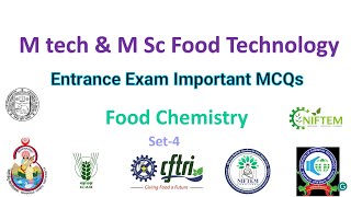 Food Chemistry  Important MCQs  M tech amp M Sc Entrance Exam Food Engineering amp Technology [upl. by Atinwahs]