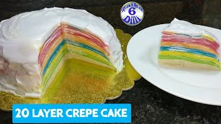 20 Layer Crepe cake  Easy cake bina ovencooker Ghar pr mojud Saman se banae crepe cake [upl. by Ashia]