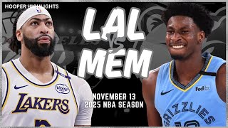 Los Angeles Lakers vs Memphis Grizzlies Full Game Highlights  Nov 13  2025 NBA Season [upl. by Aivataj]