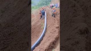 PE water supply pipe laying process in mountainous areas [upl. by Kluge776]