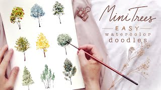 Easy Watercolor Doodle Mini Trees [upl. by Consolata]