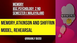 Atkinson and shiffrin model of memory in malayalambsc psychology 2 nd semester calicutuniversity [upl. by Sugihara]