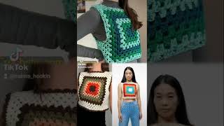 Crochet granny square cropped top crocheting crochet croptop croptopcrochet handmade [upl. by Sukram]