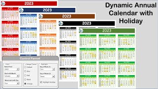 Free Dynamic Annual Calendar with Holiday and Control Panel [upl. by Notnilc]