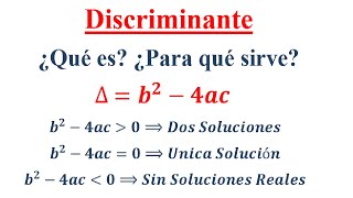 Discriminante de una Ecuación de Segundo grado  Ecuación Cuadrática [upl. by Lexie]