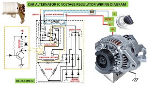 Car Alternator IC Voltage Regulator Wiring Diagram [upl. by Eecyak333]