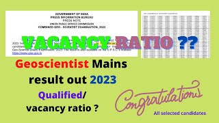 UPSC Geoscientist prelims 2023 result Analysis  Qualified vacancy ratio [upl. by Ziguard]