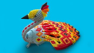 How to make a 3D origami Large Peacock [upl. by Tella]