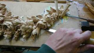 WOODCARVING PART 2Limewood Foliage Carving  Supraporte [upl. by Vihs]