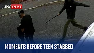 CCTV shows moment before two teenagers stabbed 16yearold Ronan Kanda to death [upl. by Eixor]