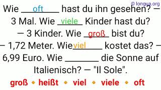 wie oft wie viele wieviel wie groß wie heißt how often how much how many how tall what mean [upl. by Pride]