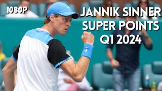 Jannik Sinner  Super Points in 2024 Q1  Staggering Points Compilation HD [upl. by Bronny]