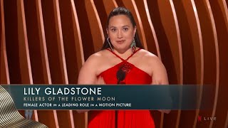 Lily Gladstone wins Best Actress at SAG awards 2024  Acceptance Speech  Killers of the Flower Moon [upl. by Adnilev]