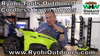 RyobiOutdoors 40V 16 Inch Cordless Lawn Mower Table Review  Weekend Handy Woman [upl. by Ferneau214]