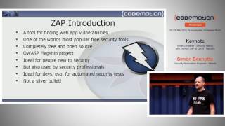 Security Testing with OWASP ZAP in CICD  Simon Bennetts  Codemotion Amsterdam 2017 [upl. by Meagan]