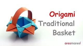 Origami Traditional Basket easy  modular [upl. by Emiline]