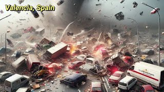 Dana creates new chaos in Valencia Spain a powerful tornado destroys Alginet Benifaió and Carlet [upl. by Singer]