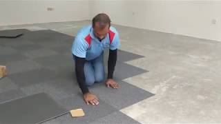 Carpet Tile Installation  How To Install Carpet Tile With Glue [upl. by Everett572]