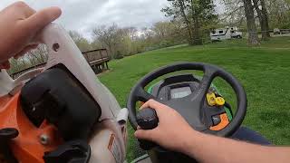 Stihl bg 50 blow grass off mower deck [upl. by Aihsemek]