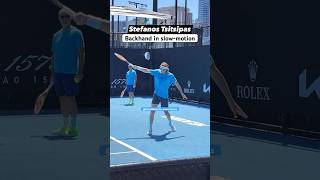 Stefanos Tsitsipas backhand in slowmotion 🚀 🇬🇷 🎾 [upl. by Ahpla116]