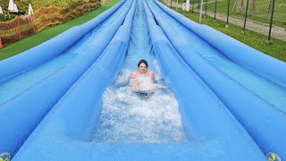 Strange Downhill Rubber Water Slides at Terma Bania [upl. by Marilyn]