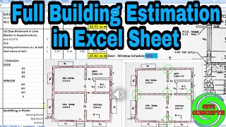 Full Building Estimation in Excel sheet  Estimation  House Estimation  Estimation amp Costing 2024 [upl. by Bandler]