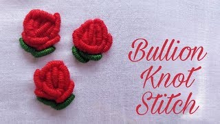 Bullion Knot Stitch Rose Hand Embroidery Work [upl. by Ahseyd]