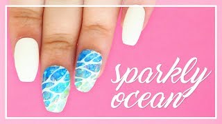 Sparkly Ocean Nail Art Tutorial [upl. by Maurene289]