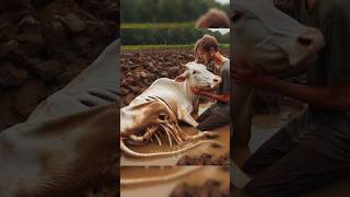 Weak cow stuck in mud cow mud humanity animals cowlover shorts [upl. by Neilla]