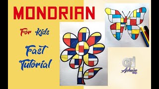 Mondrian Art Lesson for kids  Piet Mondrian art  elementary art lesson abstract Piet Mondrian art [upl. by Norrehs]