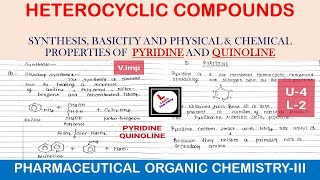 HETEROCYCLIC COMPOUNDIInd Pyridine QuinolineSynthesis Properties amp Medicinal uses POC3 U4 [upl. by Aisha583]