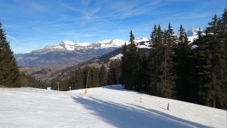 Skiing EASY GREEN ROSIERE on sunny day  MEGEVE ski resort  Feb 2024 [upl. by Auguste248]