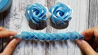 Whole Ribbon Rose  Ribbon Flowers  How to make an easy ribbon rose [upl. by Enoval914]