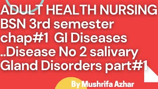 Adult Health Nursing BSN 3rd semester chap1 GI Diseases Disease No2 Salivary Glands Disorders [upl. by Anih]