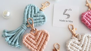 DIY Macrame Heart Keychain [upl. by Nortal]