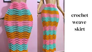 How To Crochet Skirt  Crochet weave skirt tutorial [upl. by Dnarb]